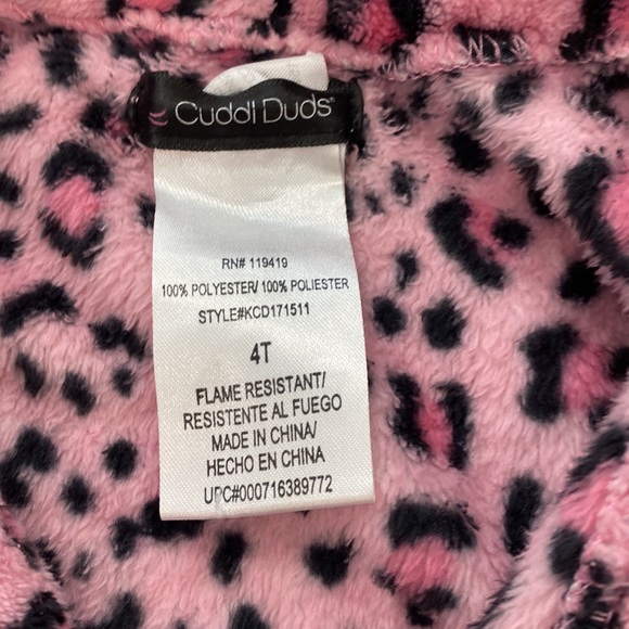 Cuddl duds 4t pink cheetah robe - Picture 2 of 2